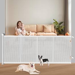 Pawtners - Extra Wide Retractable Baby & Pet Gate, 41" Tall, Extends to 71", for Stairs, Doorways & Indoor Outdoor Use - White