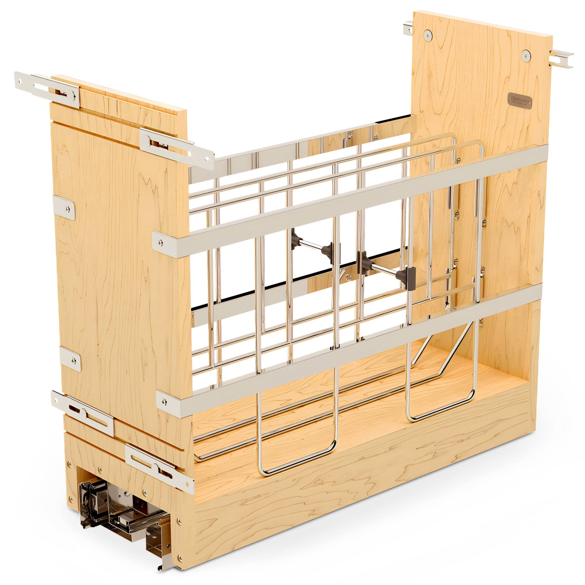 Rev-A-Shelf - 8" Pullout Cabinet Organizer, Ball-bearing Soft-close, 447-BCBBSC-8C - Light Brown