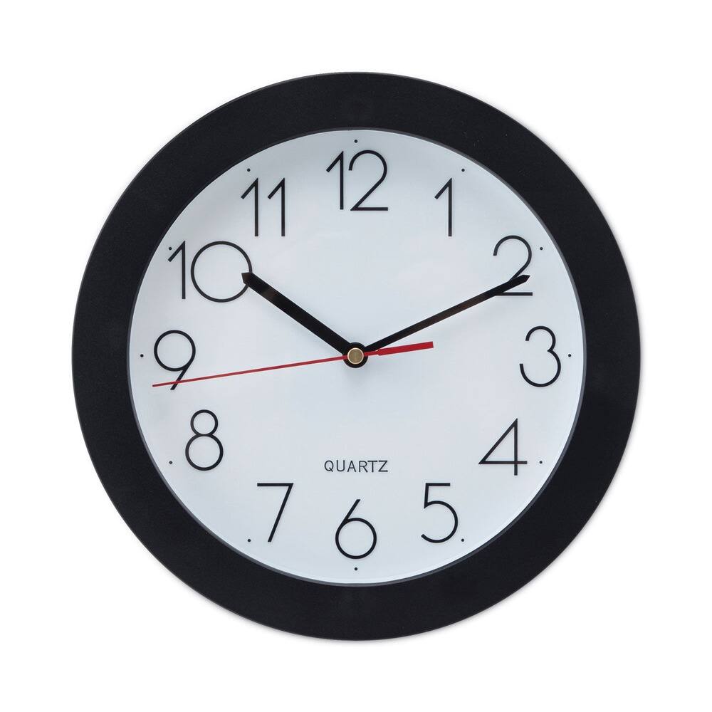 Front. Universal - UNV10421 9.75 in. Bold Font Round Wall Clock - Black - White/Black.