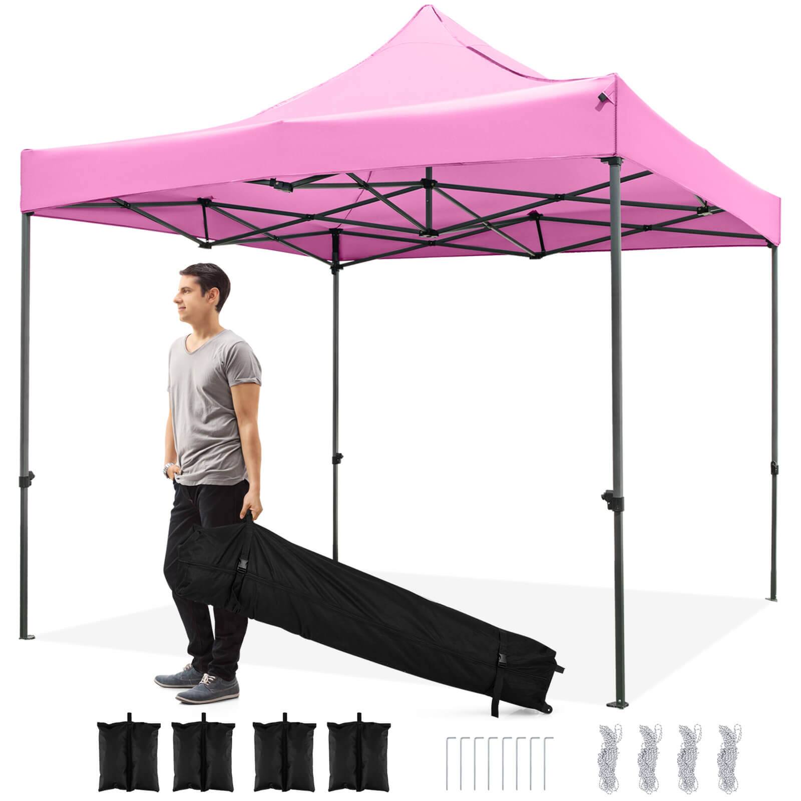 Alt View 9. Costway - Costway 10 x 10 FT Outdoor Pop up Canopy Tent with Wheeled Bag, 4 Sandbags, Stake & Ropes - Pink.