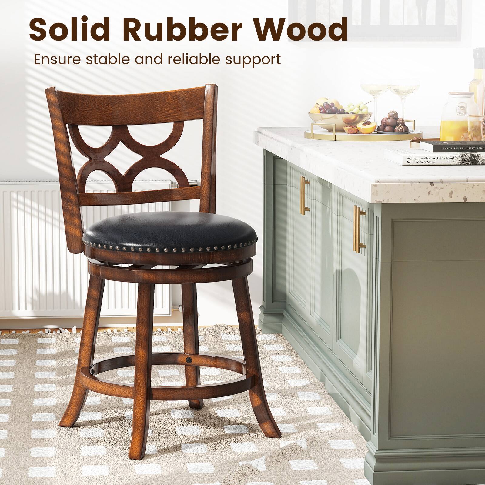 Solid Rubber Wood  
Ensure stable and reliable support