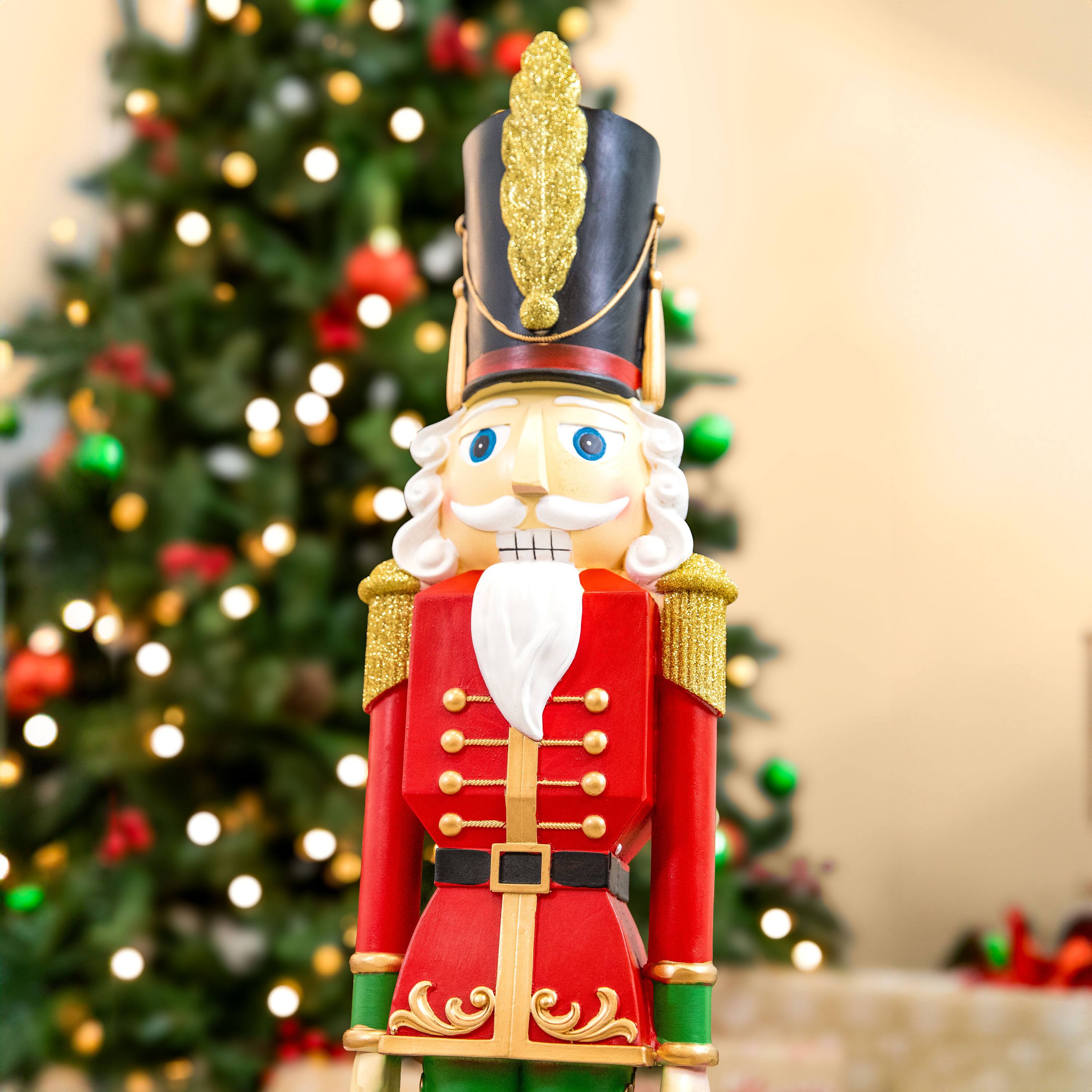 Alt View 8. Sunnydaze - Kristoff the Christmas Nutcracker Soldier - 2 Statues - 29" - Red.