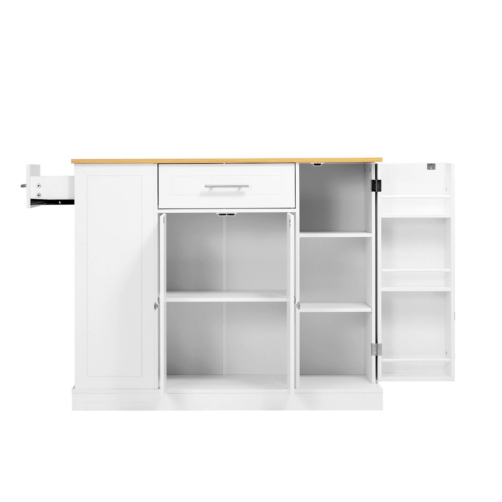 Alt View 5. VEVOR - Kitchen Island Cart with Storage, 42.36 in Wide Island Table for Kitchen, with 2 Drawers, Storage Cabinet - White.