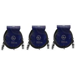 H&A - Value Series, 3 Pack XLR M to F Professional Microphone Cable - 25'