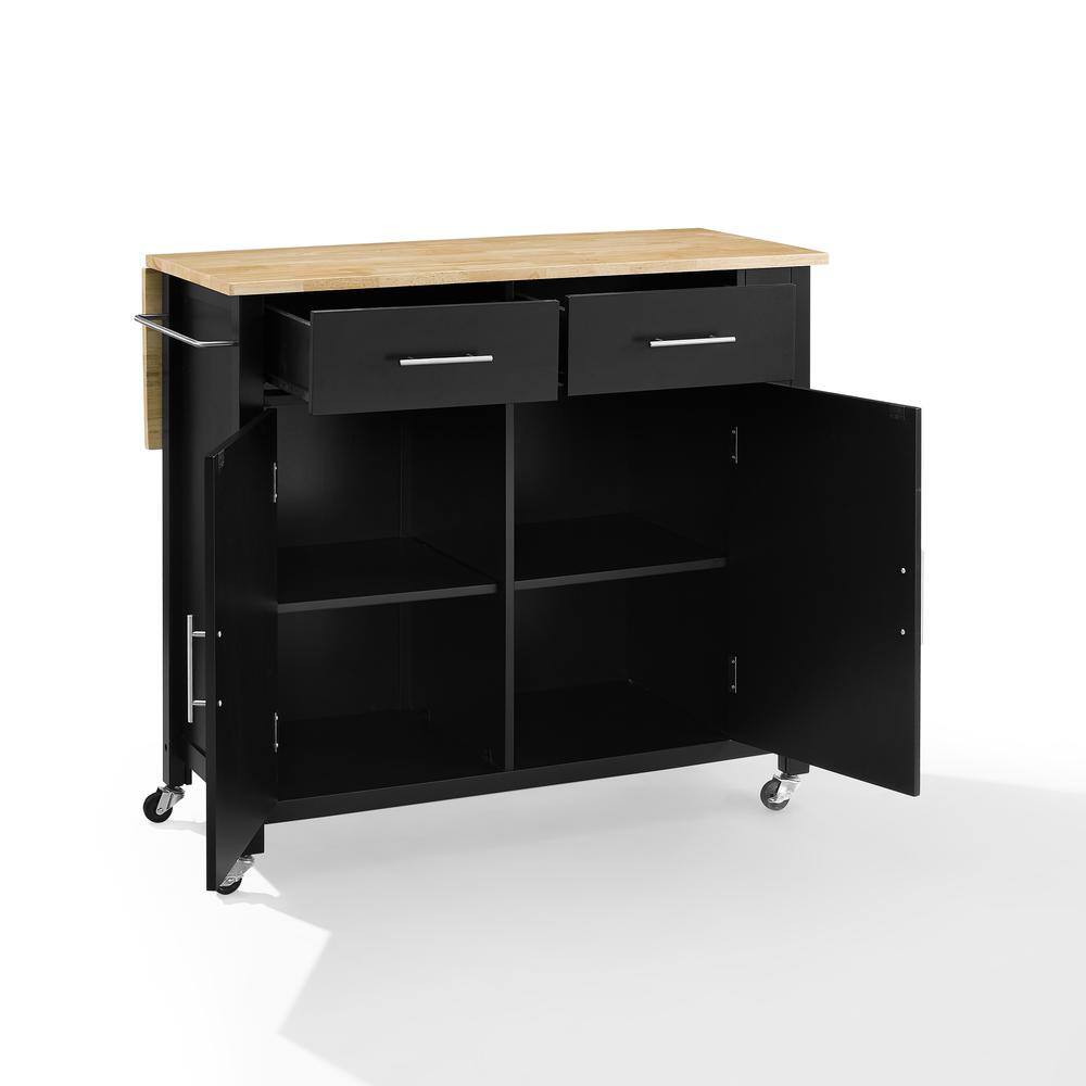 Alt View 3. Crosley Furniture - Savannah Wood Top Drop Leaf Kitchen Island/Cart - Black.