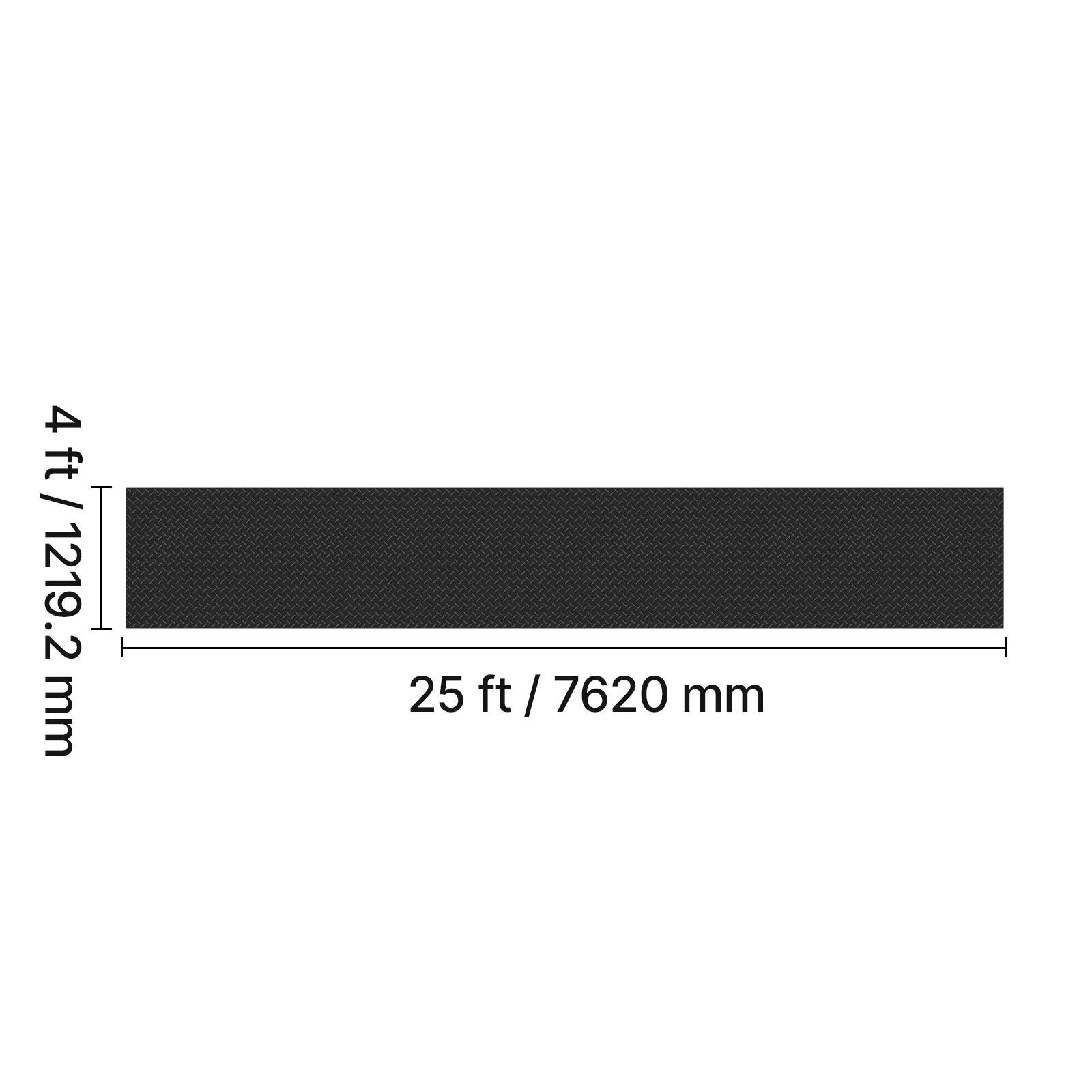 4 ft / 1219.2 mm  
25 ft / 7620 mm