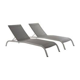 Outdoor Escape - Outdoor Patio Chaise Lounge Set Of 2 With Comfortable Cushioned Design - Gray