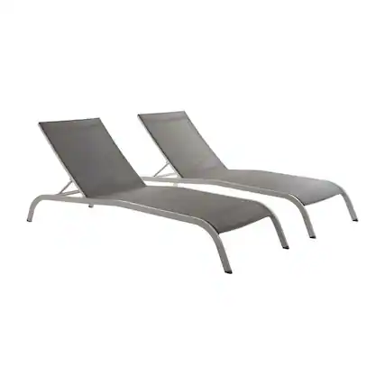 Front. Outdoor Escape - Outdoor Patio Chaise Lounge Set Of 2 With Comfortable Cushioned Design - Gray.