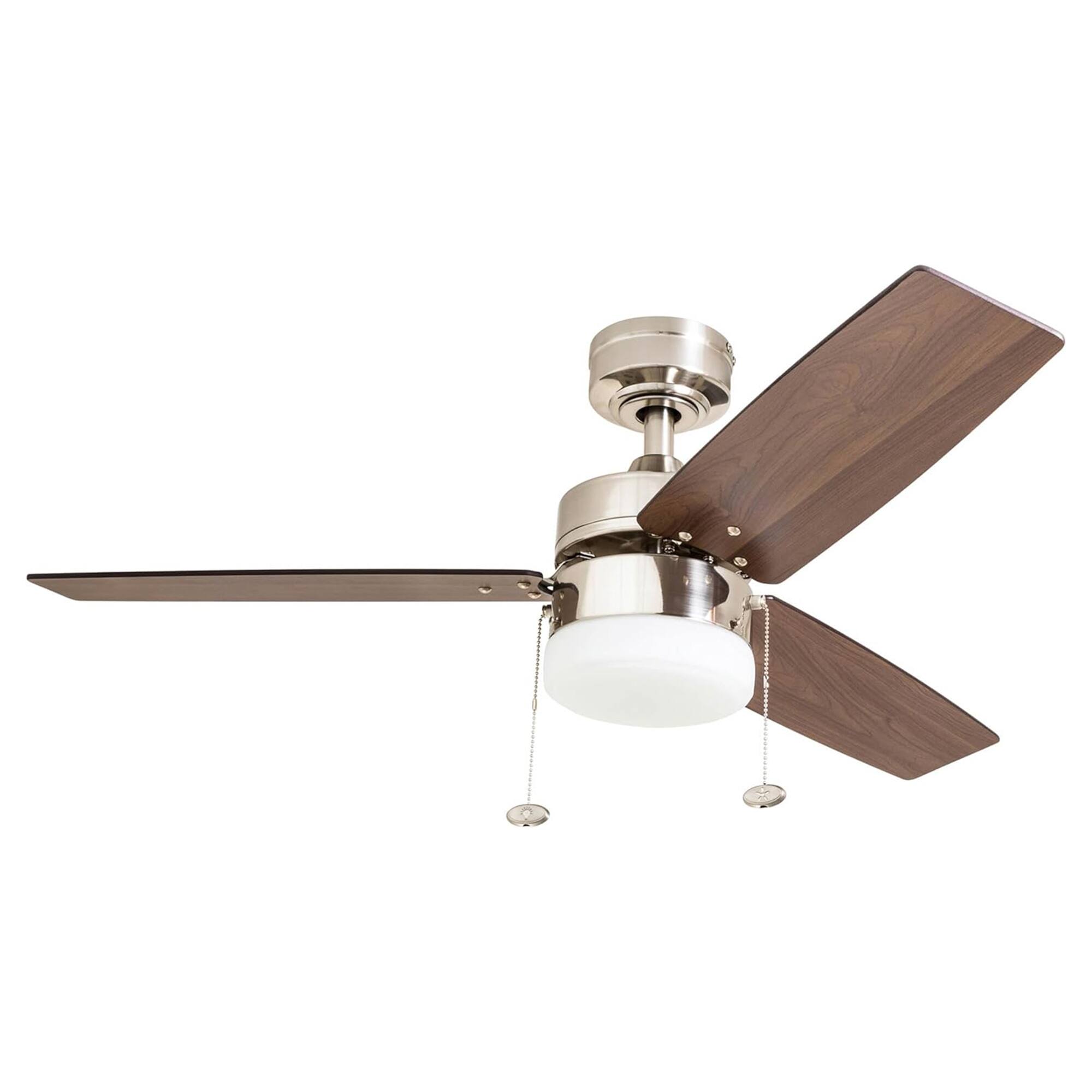 Front. HKC - Prominence Home 42" Reston Ceiling Fan with Light, Pull Chain & 3 Blades, Nickel - Brushed Nickel.