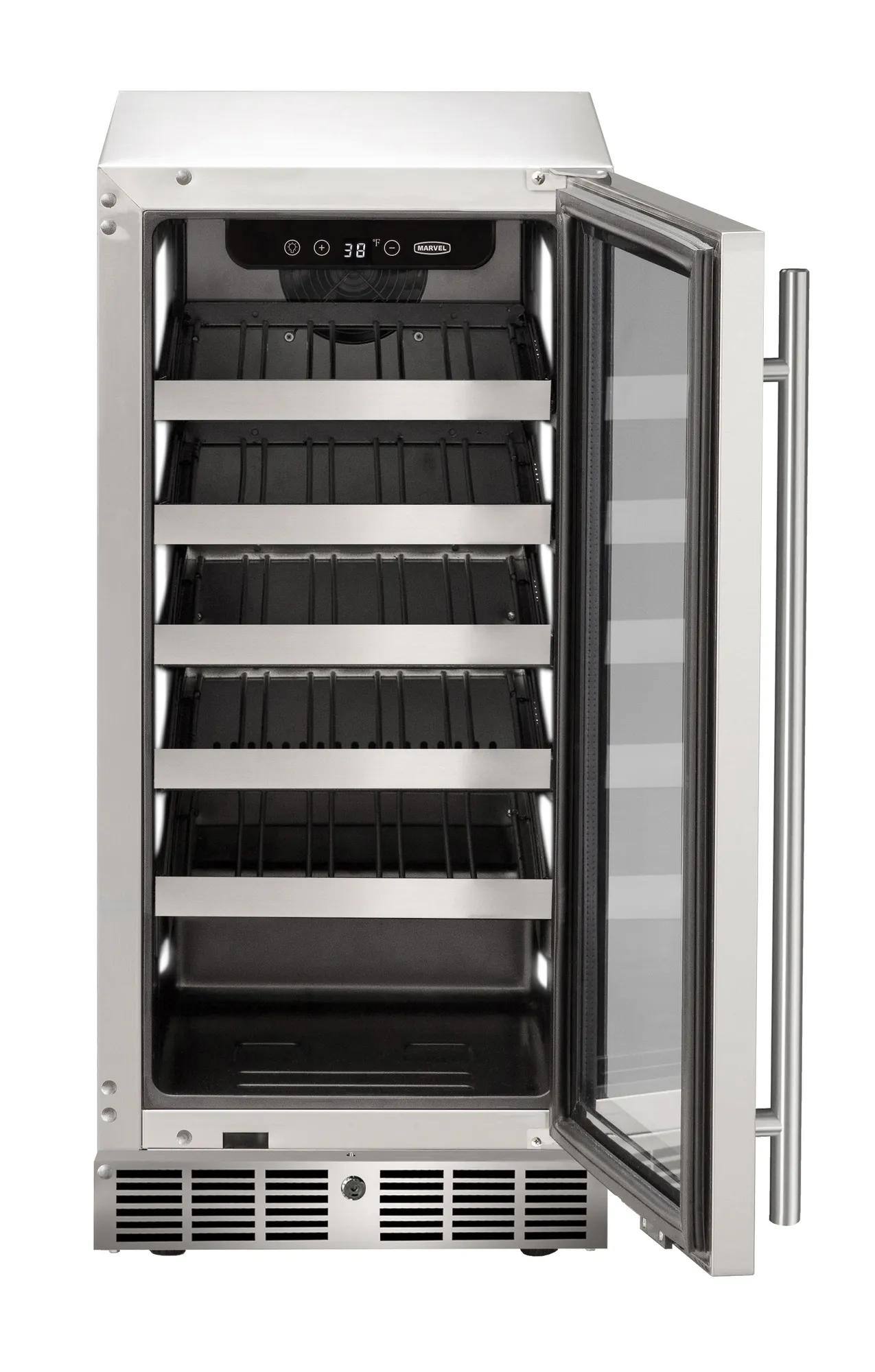 Angle. Marvel - Marvel 15"W. 3.0 Cu.Ft. Built-In Wine Refrigerator-Stainless Steel Frame/Glass - Stainless Steel.