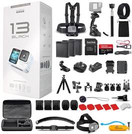 GoPro - HERO13 (Polar White) - Action Camera + 64GB Card, 50 Piece Accessory Kit and 2 Batteries
