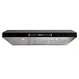 Onefly - 36 inches - Externally Vented - Under cabinet Range Hood - Black Tempered Glass