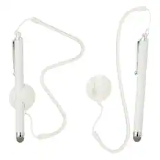 Front. Unique Bargains - 2pcs Screen Capacitive Pen with Spring Rope Fixing Dock High Sensitivity for Mobile Phone Car Navigation GPS POS Tablet - White.