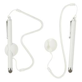 Unique Bargains - 2pcs Screen Capacitive Pen with Spring Rope Fixing Dock High Sensitivity for Mobile Phone Car Navigation GPS POS Tablet - White