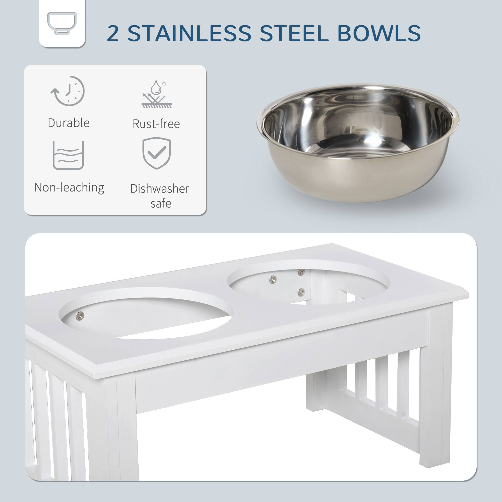 2 STAINLESS STEEL BOWLS

- Durable
- Rust-free
- Non-leaching
- Dishwasher safe
