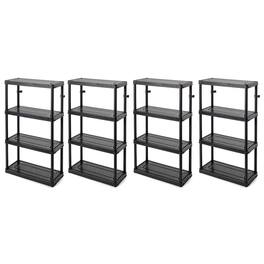 Gracious Living - 4 Shelf Fixed Height Medium Duty Storage Unit, Black (4 Pack) - Black