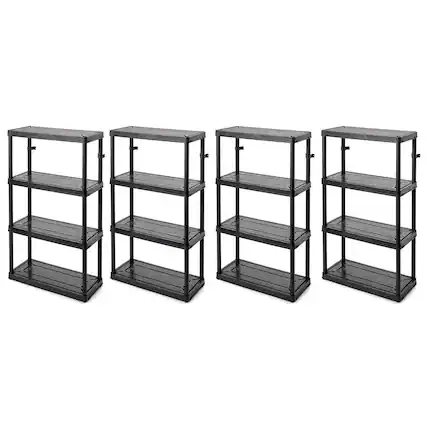 Front. Gracious Living - Gracious Living 4 Shelf Fixed Height Medium Duty Storage Unit, Black (4 Pack) - Black.
