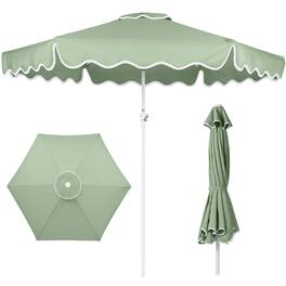 Best Choice Products - 9ft Patio Market Umbrella with Wavy Trim, Fade Resistant, Crank & Tilt, Wind Vent - Sage Green