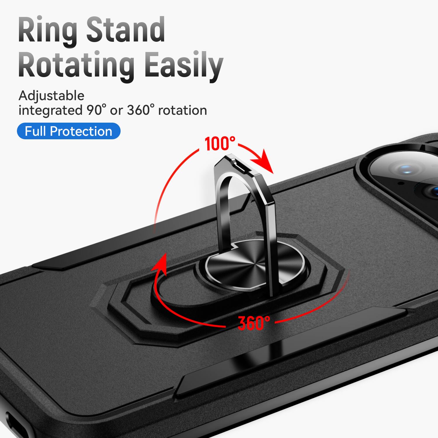 Ring Stand Rotating Easily Adjustable integrated 90° or 360° rotation Full Protection