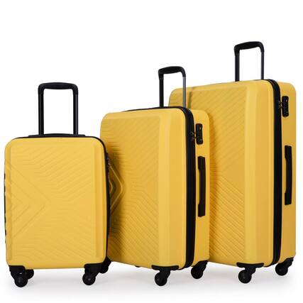 Front. BreeBe - ABS Lightweight 3 Piece Luggage Sets with Spinner Wheels and TSA Lock - Yellow.