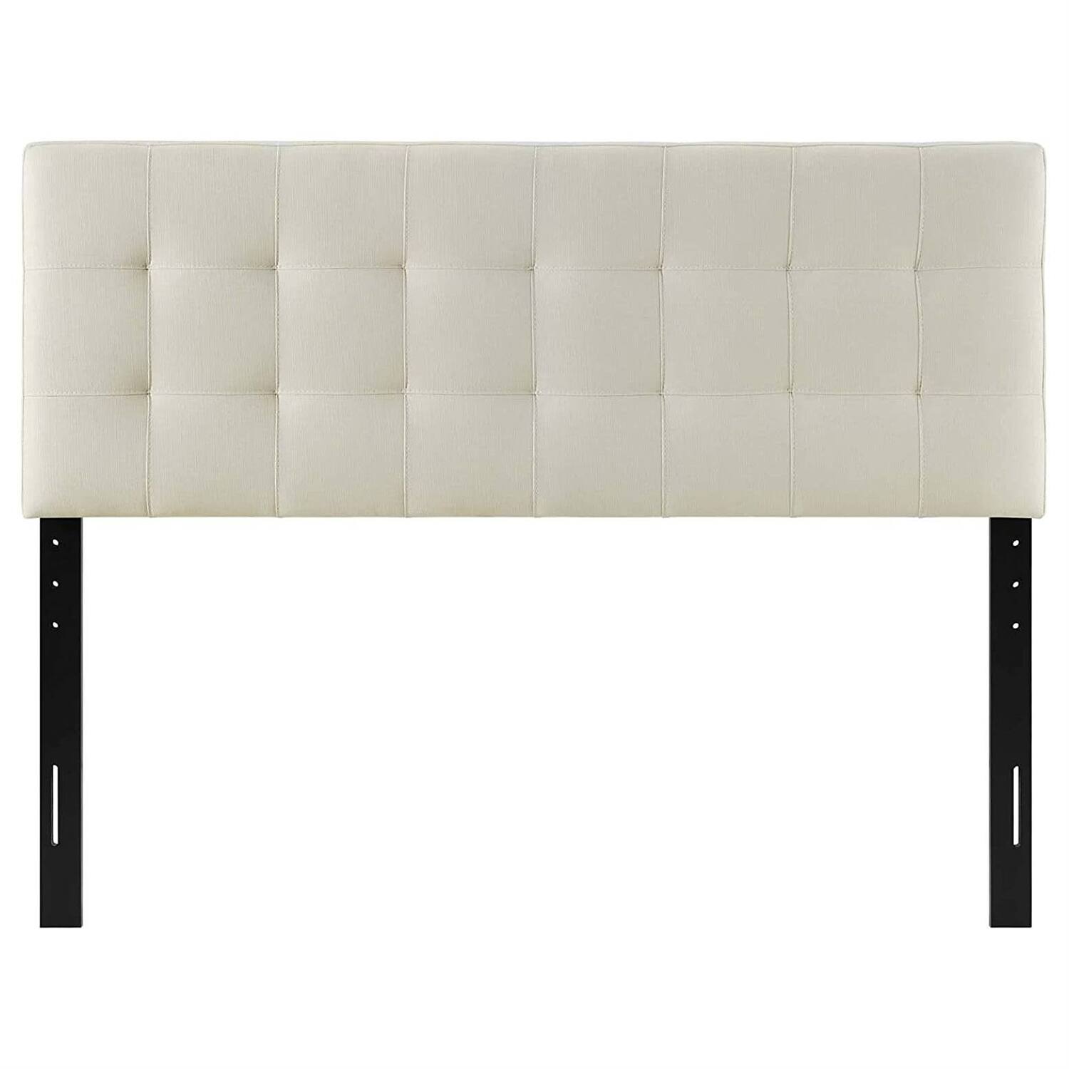 Left. Hivvago - Full size Ivory Linen Fabric Upholstered Tufted Headboard - Ivory.