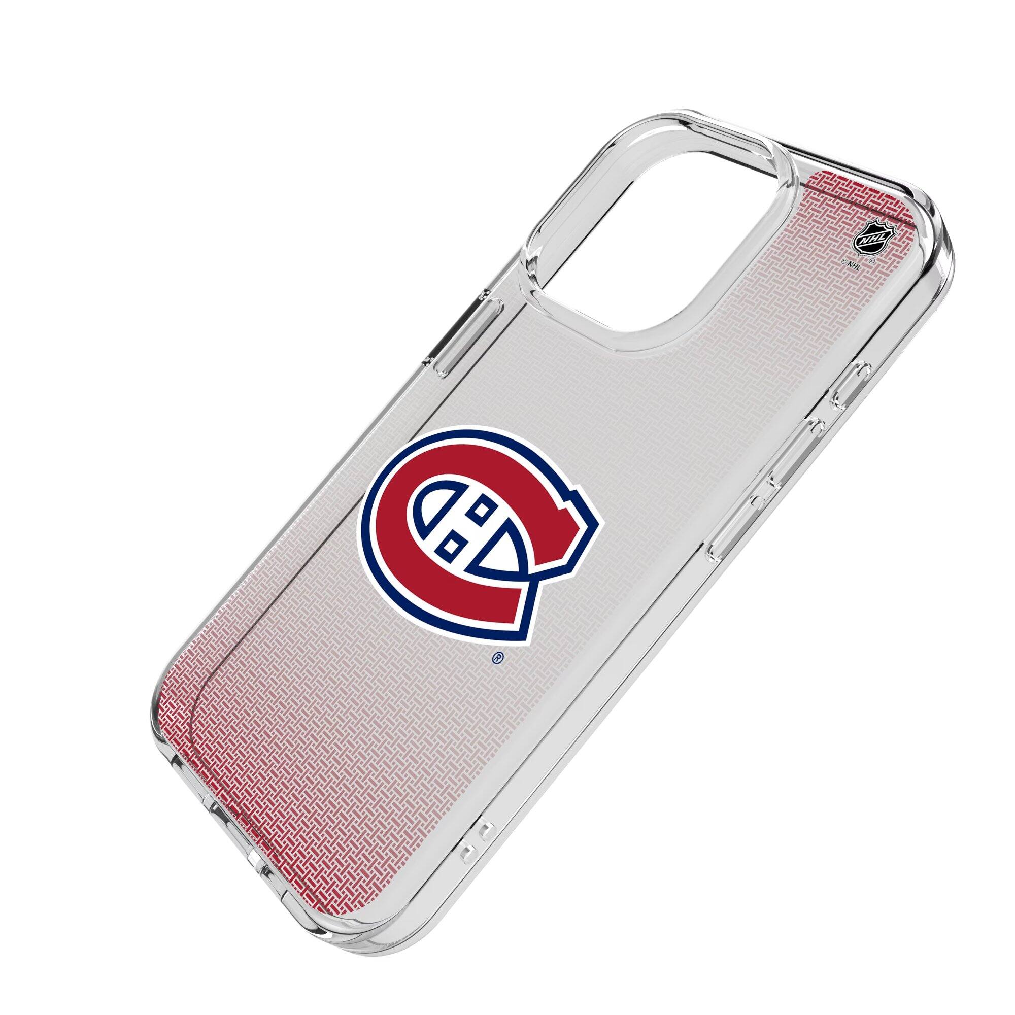Alt View 1. Keyscaper - Montreal Canadiens Linen Logo iPhone Clear Case - 14 - Multicolor.