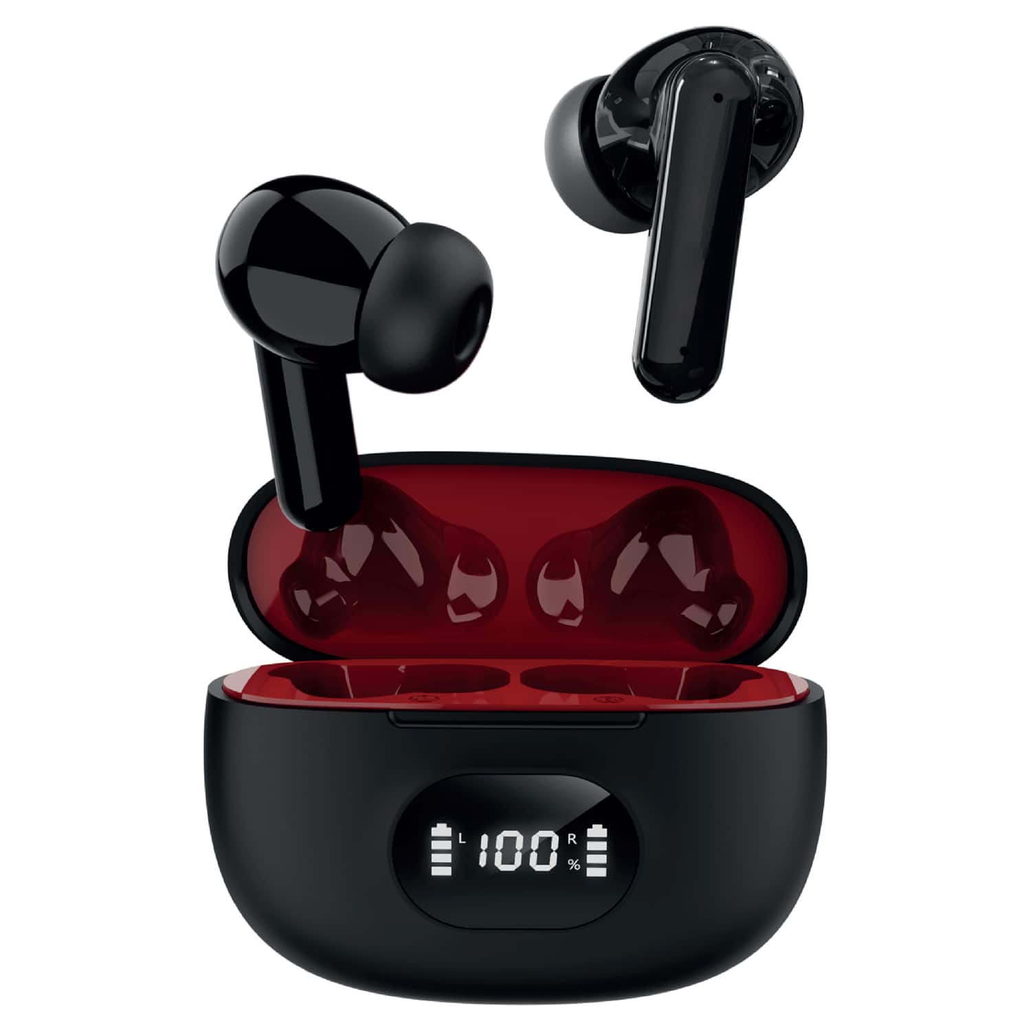 iQ Sound - TWS Bluetooth In-Ear Earphones with Mics, LED Power Display Case, ENC, 28H Playtime, IPX4, IQ-243TWS - Black