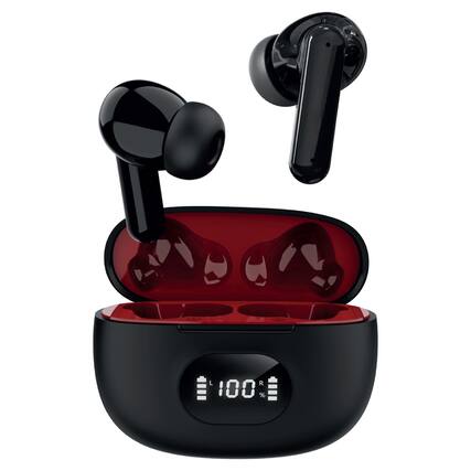 Front. iQ Sound - TWS Bluetooth In-Ear Earphones with Mics, LED Power Display Case, ENC, 28H Playtime, IPX4, IQ-243TWS - Black.