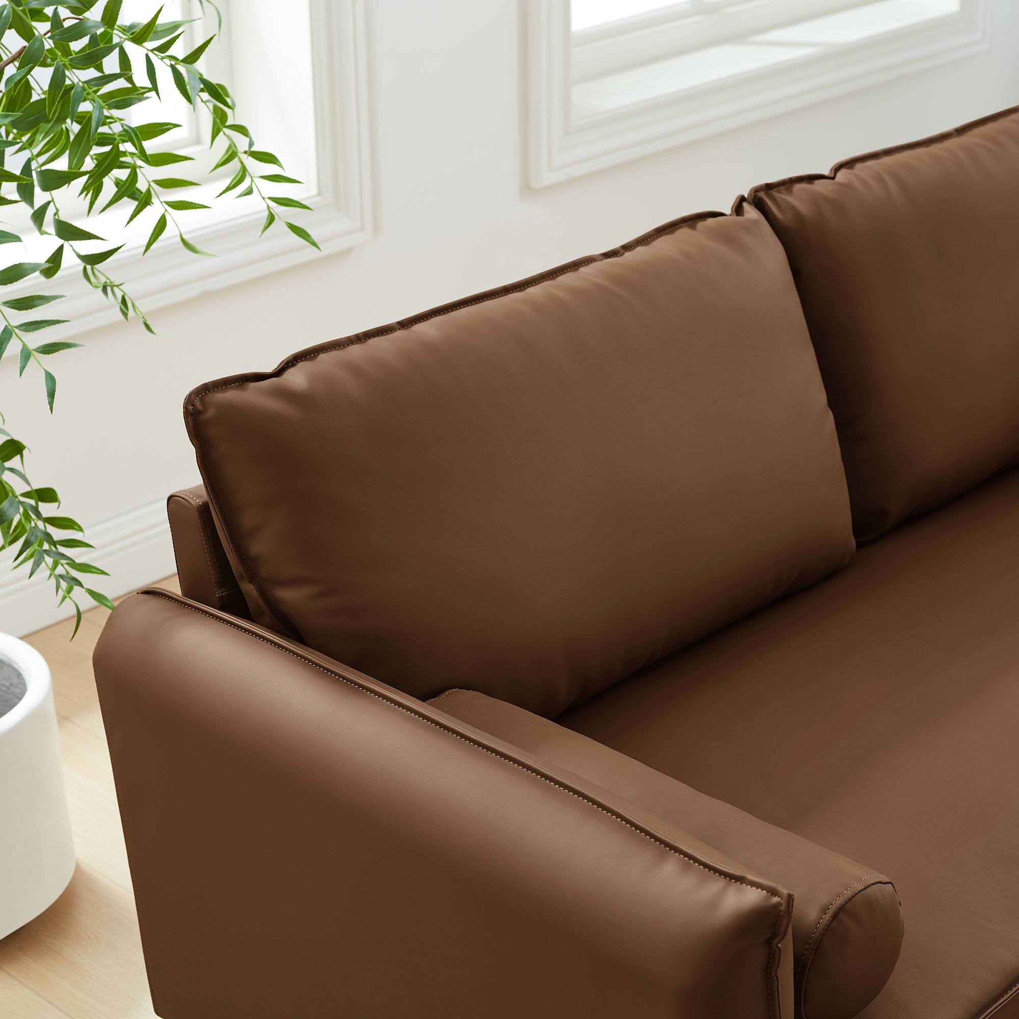 Alt View 5. Modway - Revive Upholstered Vegan Leather Sofa by Modway - Brown.