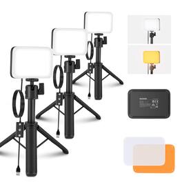 Neewer - BASICS 3-Pack LED Video Panel Lights with Desktop Tripods & Filters, Bi-Color Dimmable, BP66