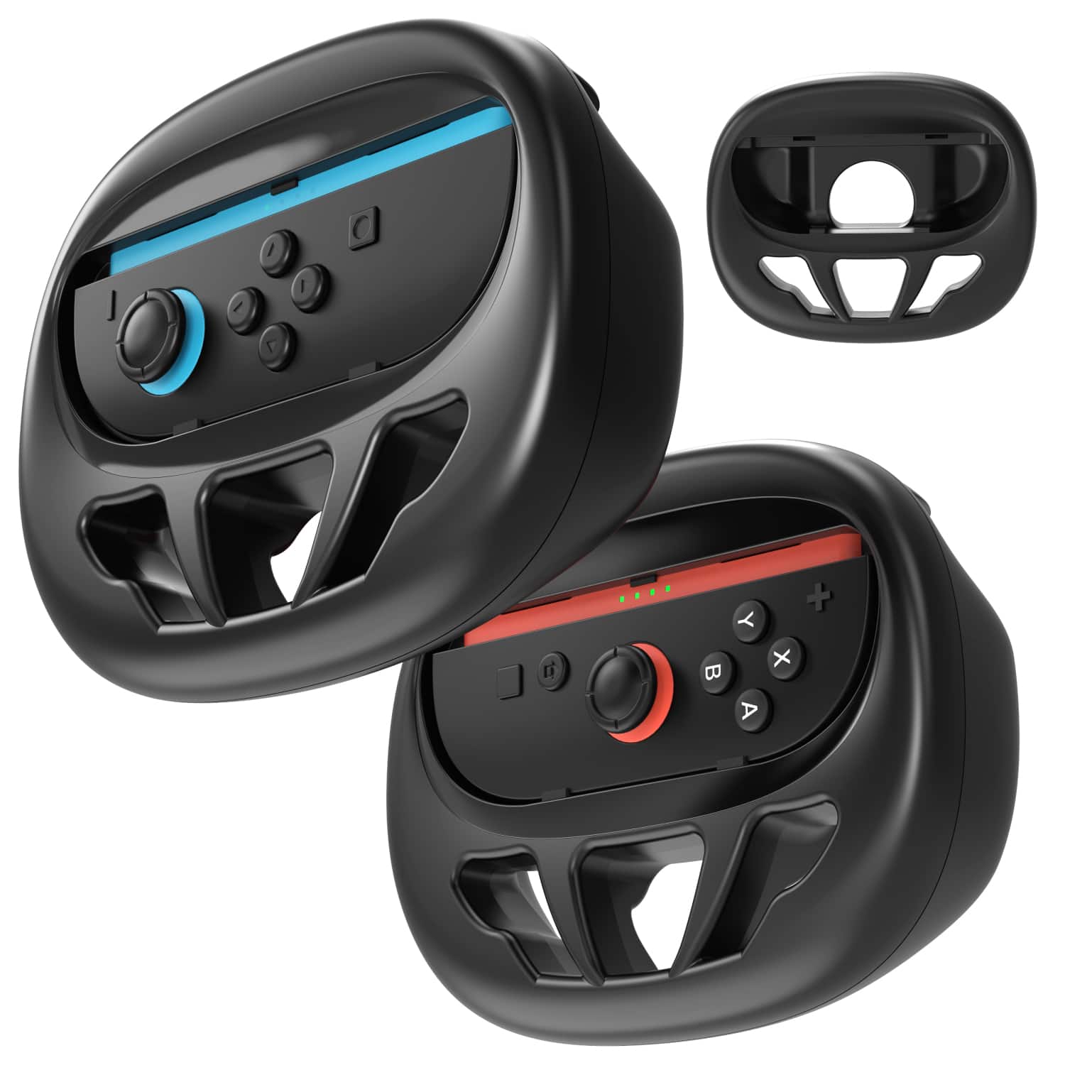 Fosmon - 2 Pack Steering Wheel for Nintendo Switch 2 Controllers Joy Cons, Racing Wheel for Switch 2 Joycons Wheel Controller - Black