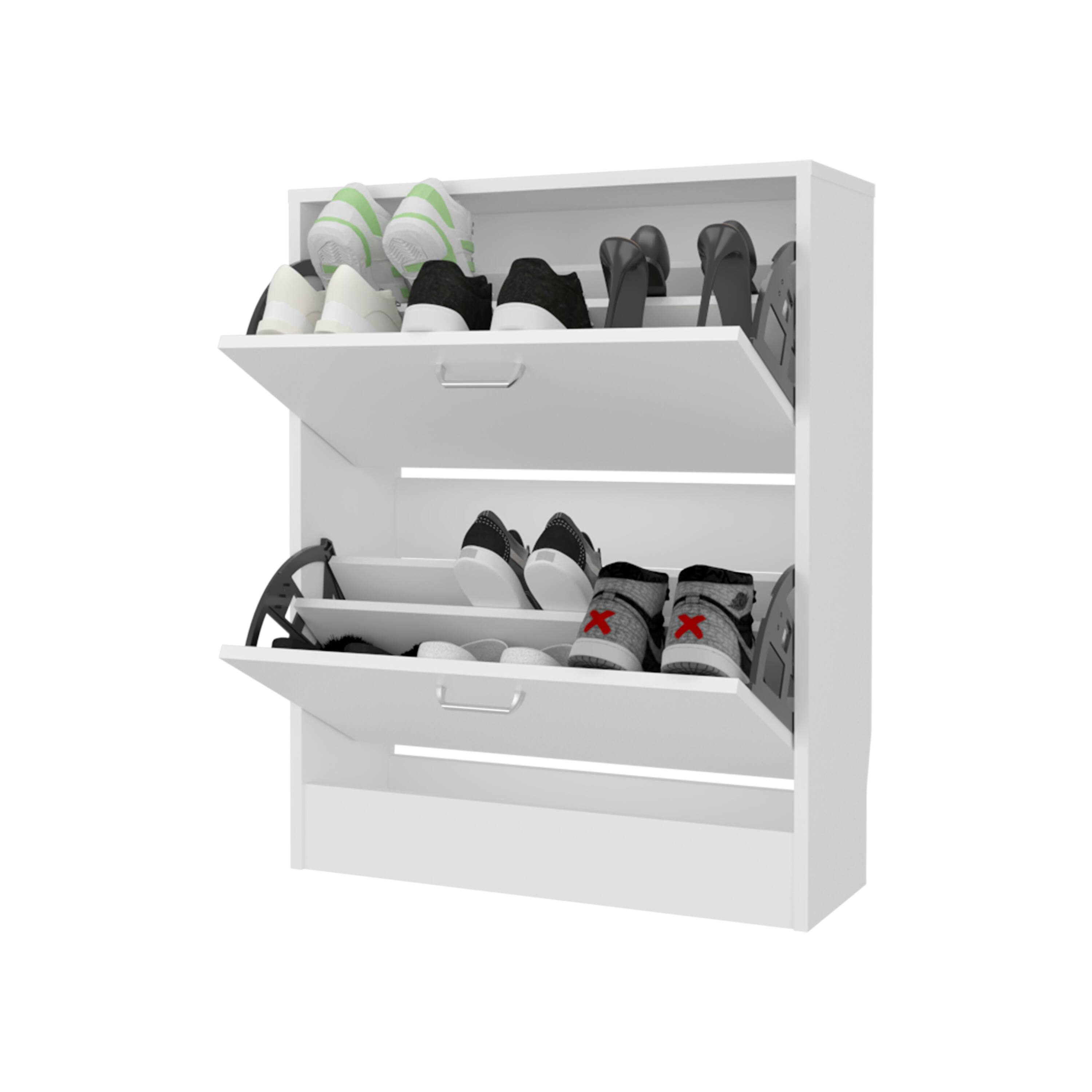 Alt View 2. TinyHomie - Ozzy Shoe Cabinet 2 Tilt-Out Doors Slim Design Internal Supports Modern Style White - White.