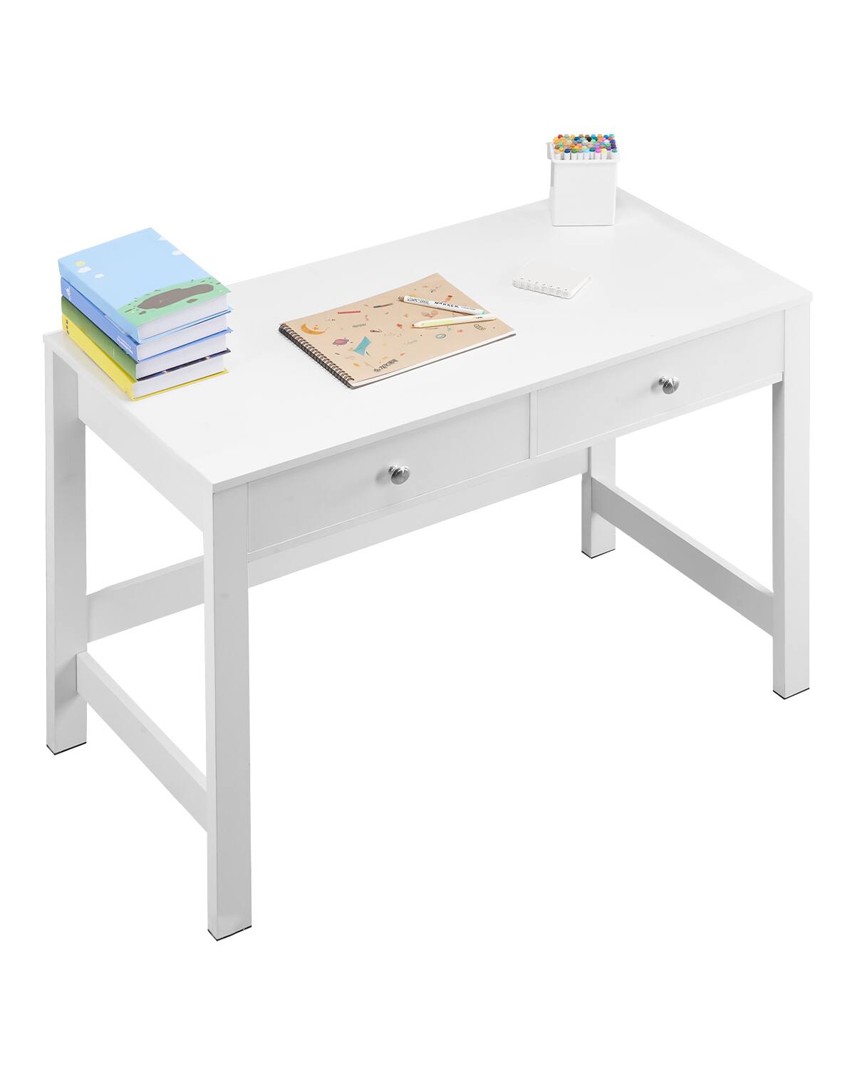VEVOR - Small Desk with Drawers, Kids Desk for Bedroom, Modern Simple Study Table - White