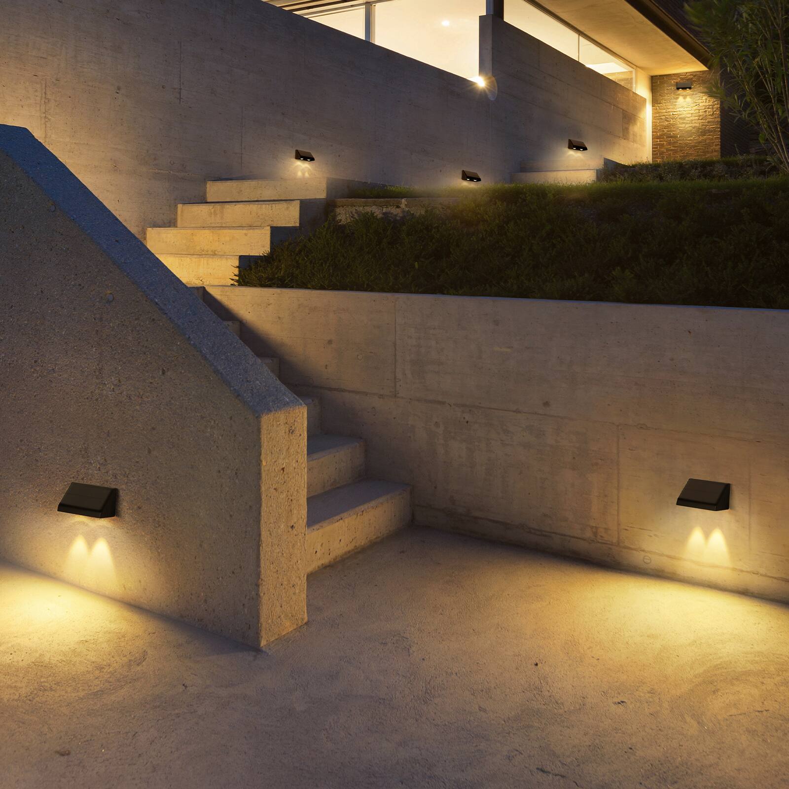 Alt View 1. Oumilen - 8 Pack Solar Up-Down Outdoor Wall Lights – Warm White Double LED Solar Wall Mount Sconce for Patio.