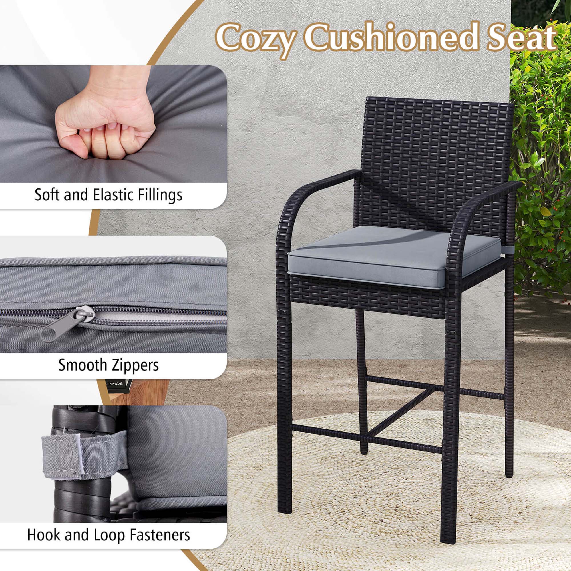 Cozy Cushioned Seat: Soft and Elastic Fillings, Smooth Zippers, P Hook and Loop Fasteners.