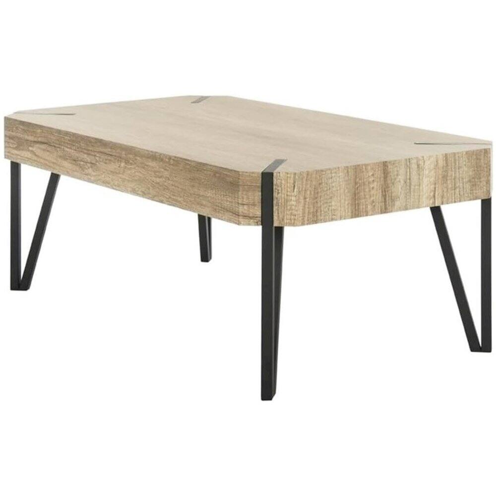 Back. Safavieh - Safavieh Home Liann Rustic Multi Brown and Black Glass Leg Coffee Table - Brown.