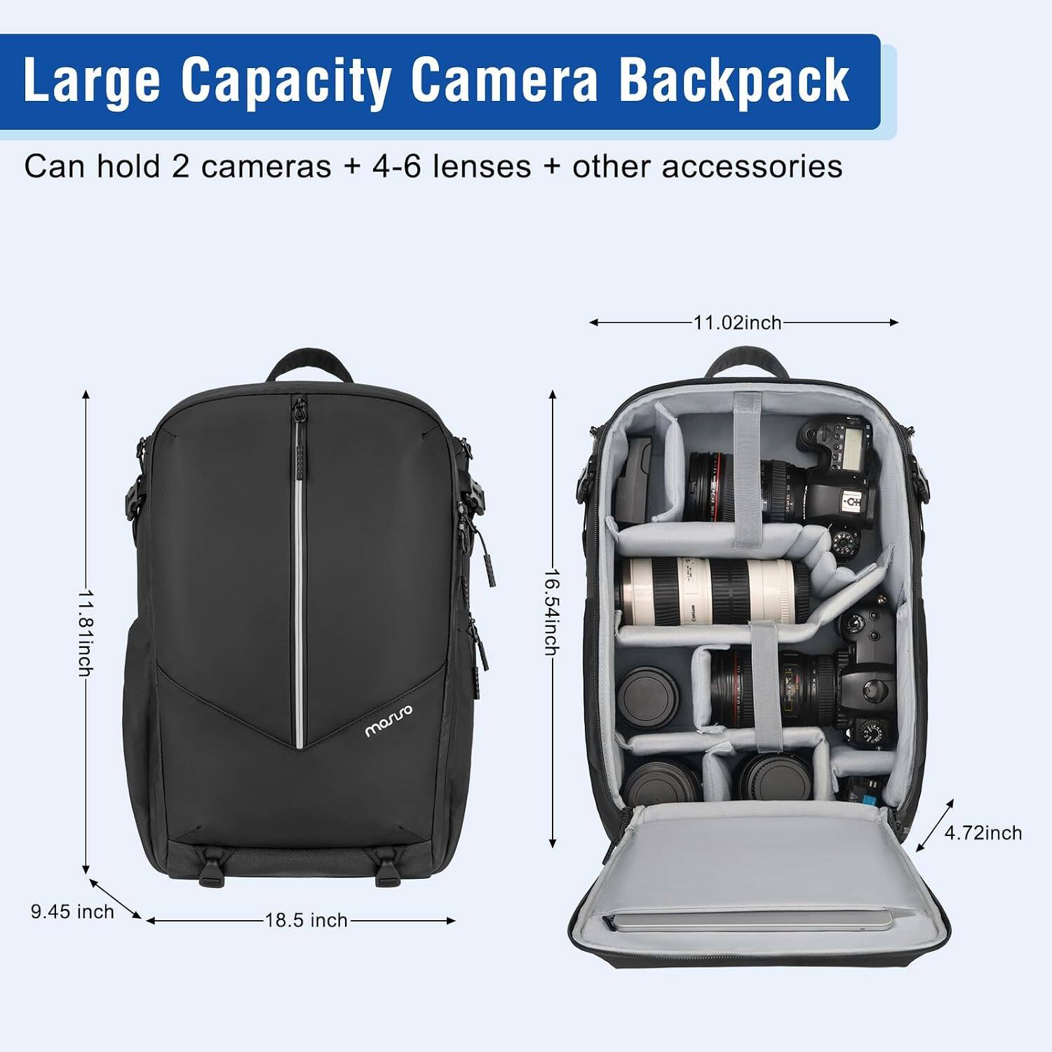 mosiso Camera Backpack, Waterproof DSLR/Mirrorless Camera Bag with Rain ...