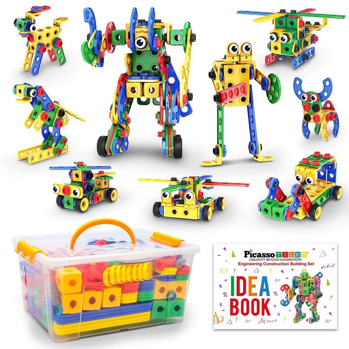 PicassoTiles - 201 Piece Construction Building Engineering Set, STEM Toy for Kids Age 3 and Up, PTN201