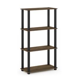 Furinno - Turn-S-Tube 4-Tier Multipurpose Shelf Display Rack with Square Tube, Columbia Walnut/Black - Columbia Walnut/Black