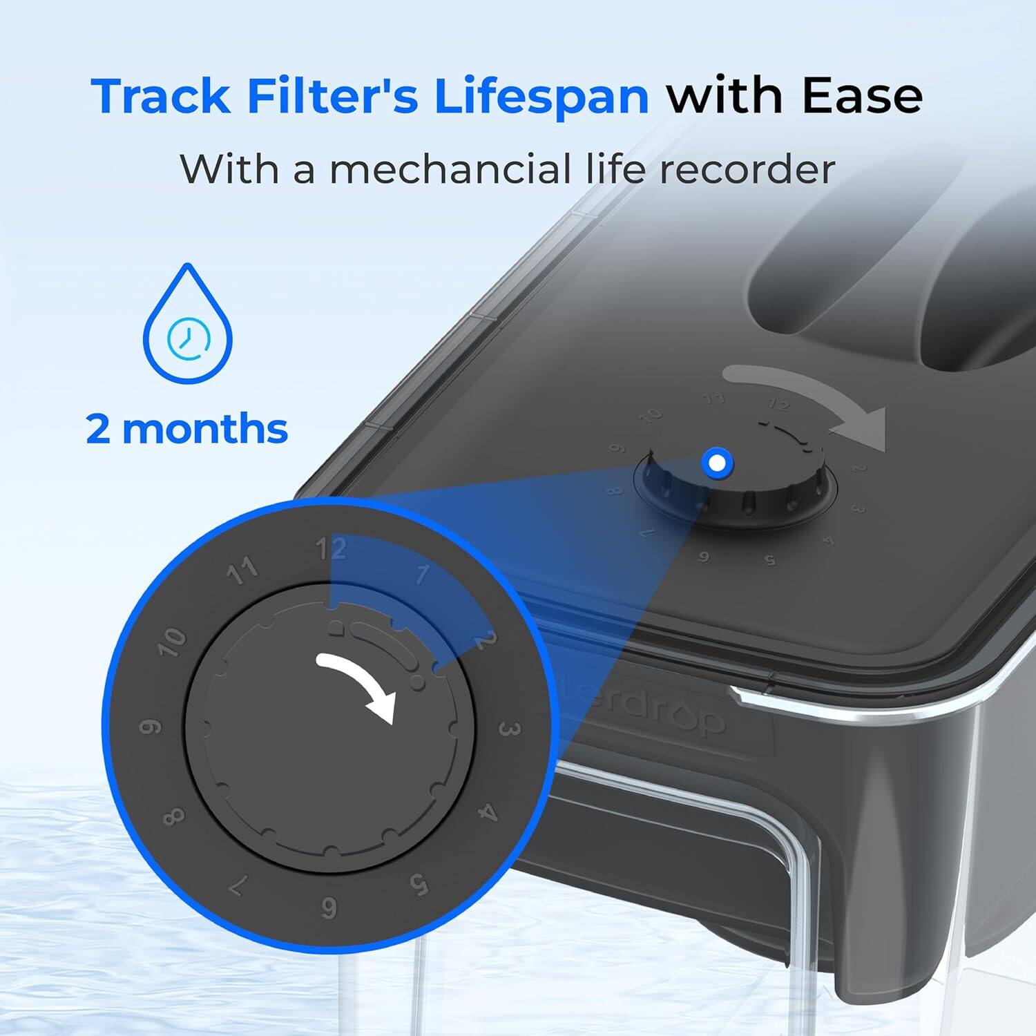 Track Filter's Lifespan with Ease  
With a mechanical life recorder  
2 months