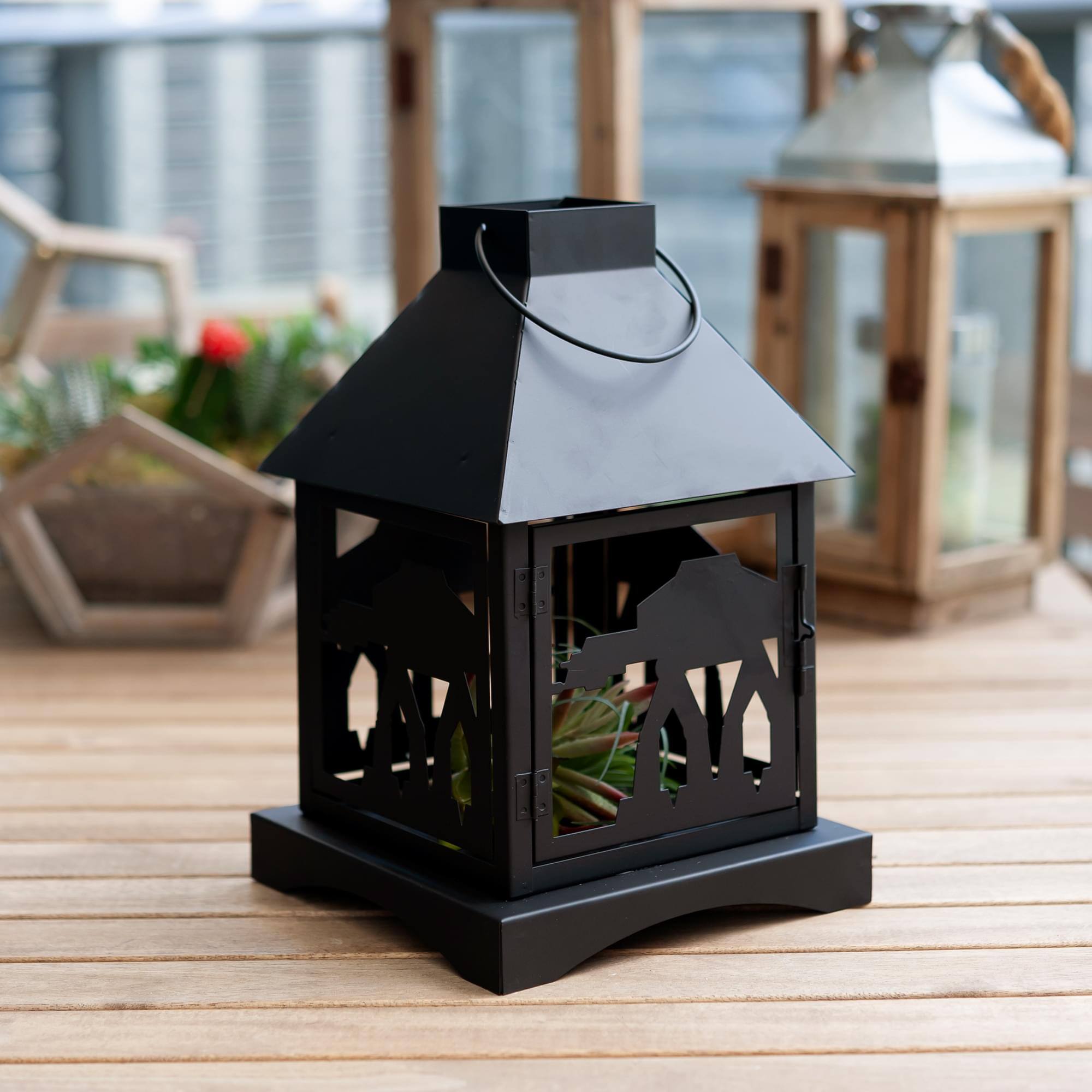 Alt View 3. Star Wars - Star Wars Black Stamped Lantern | Imperial AT-AT Walker | 12 Inches Tall - Black.