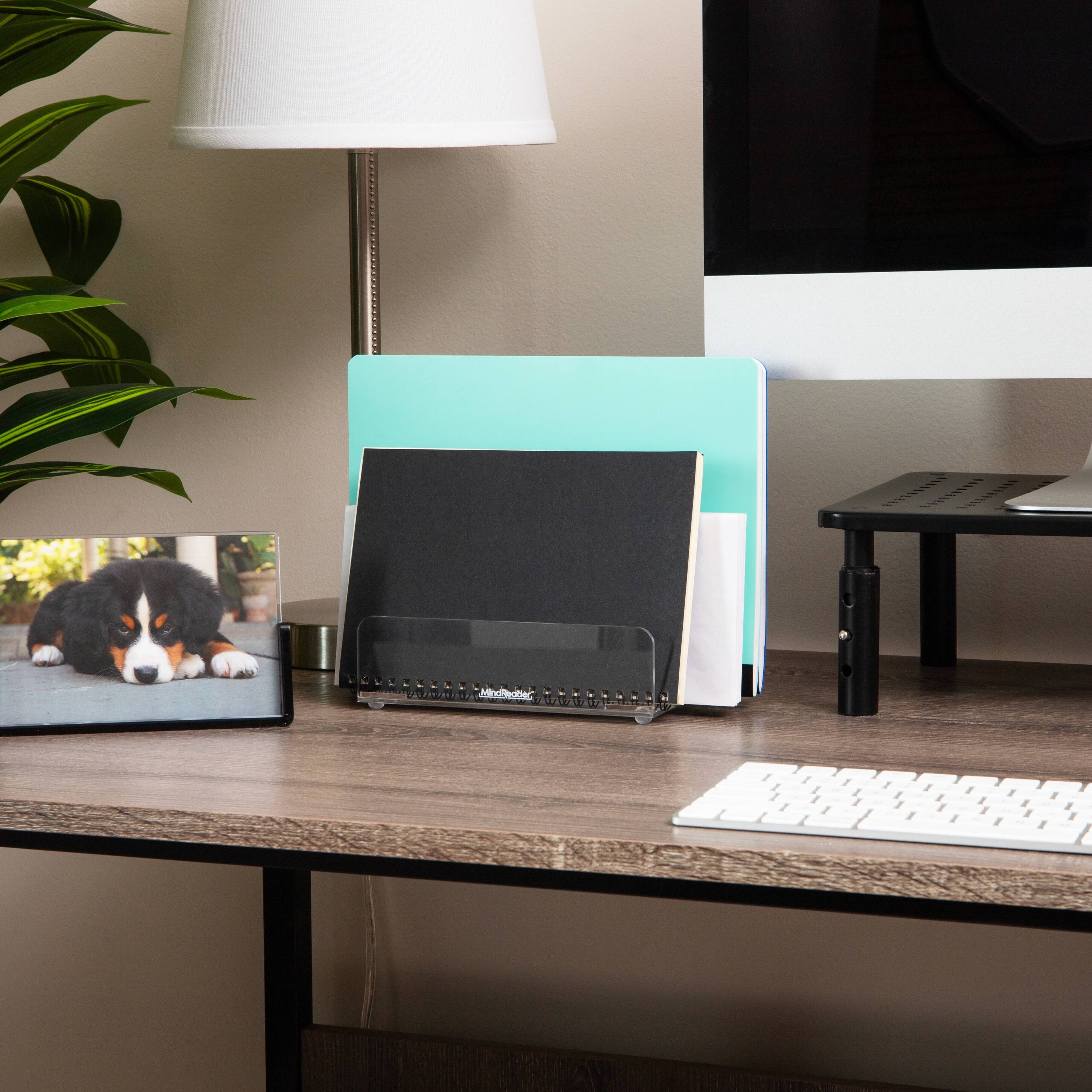 Alt View 4. Mind Reader - 3-Tier Mail Sorter, Desktop Organizer, Mail Organizer, Modern, Office, Acrylic - Clear.