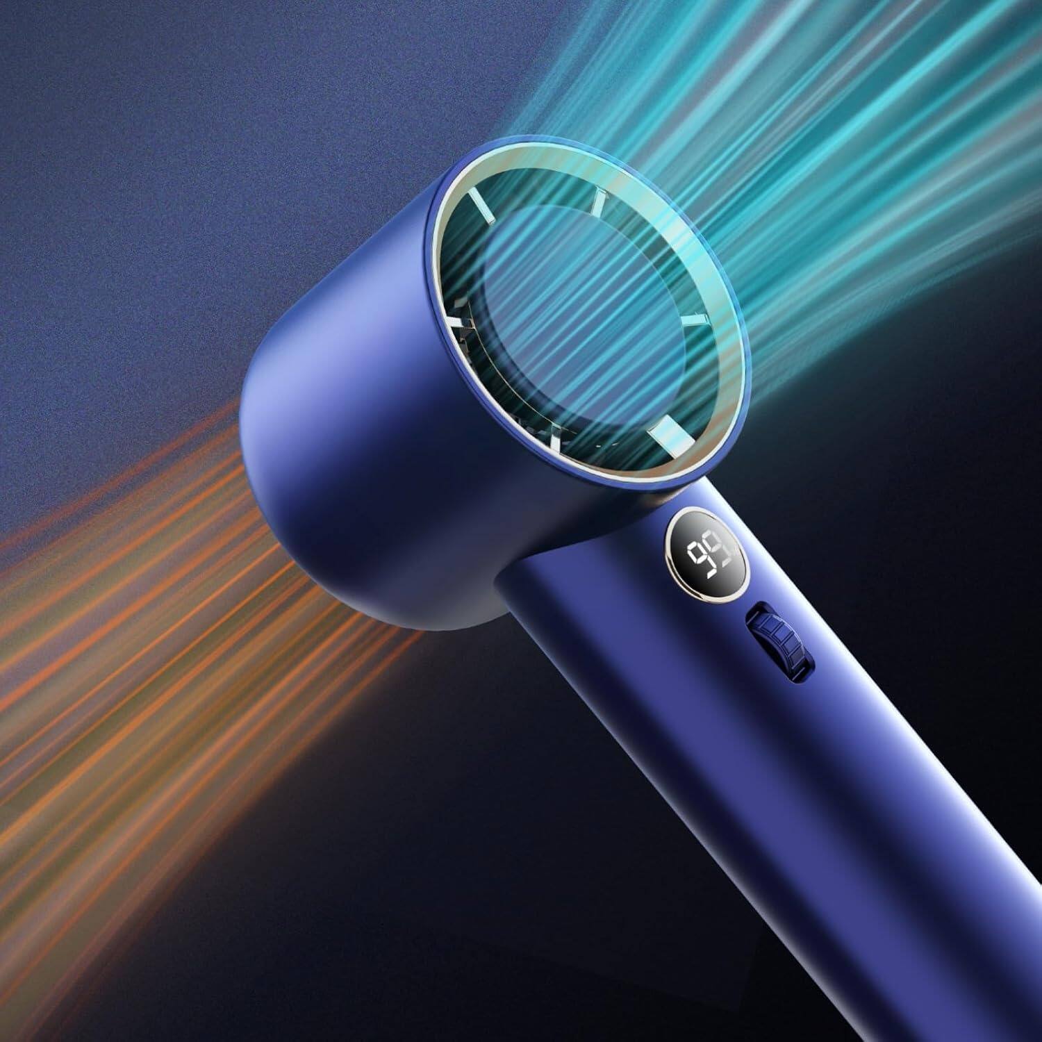 Front. PARKER SLATER - Hand Fan Rechargeable Adjustable Turbo Mini Fan, - Blue.