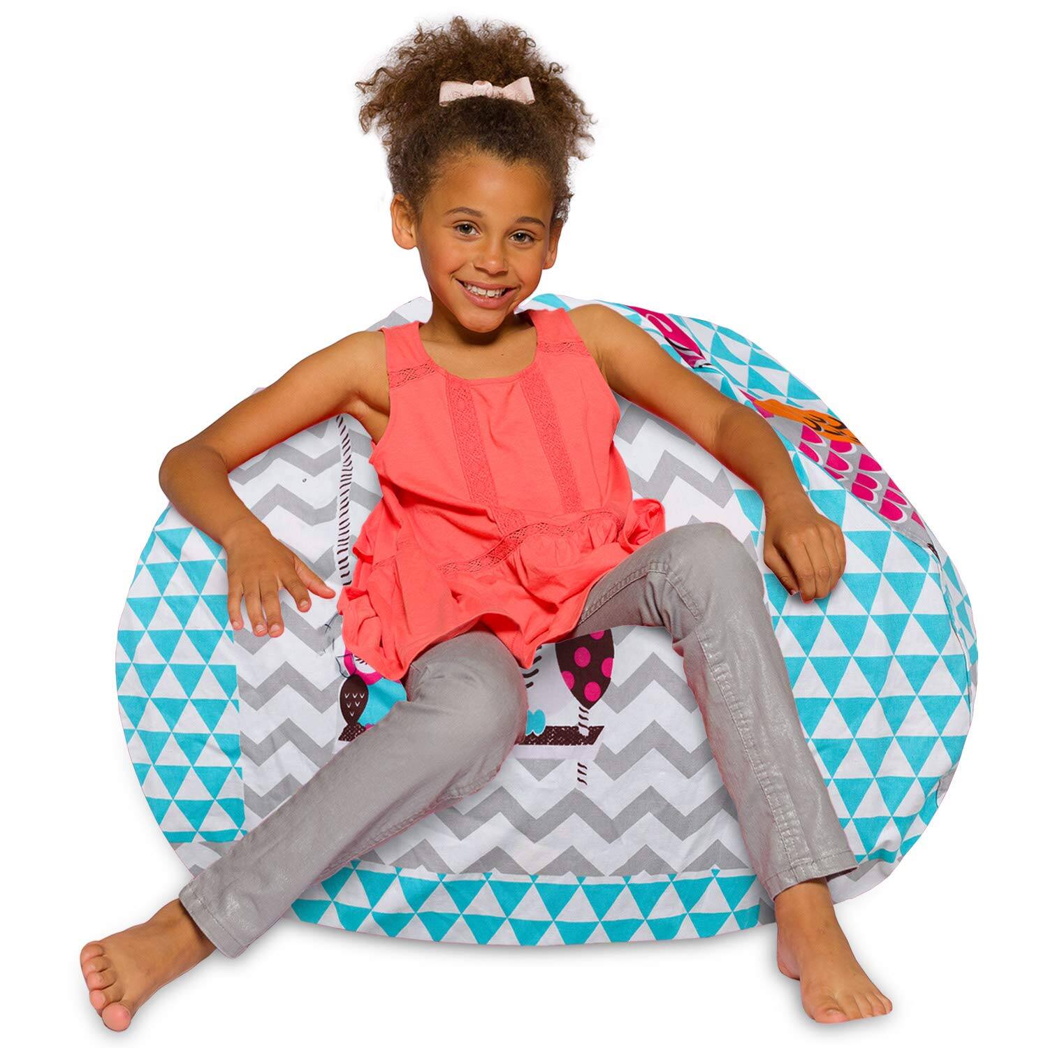 Canvas Owls White and Blue 38in Large