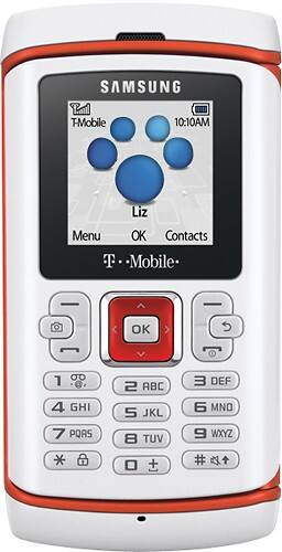 Front Standard. Samsung - Refurbished T559 Mobile Phone (Unlocked) - White/Orange.