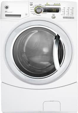 Front Standard. GE - 4.9 Cu. Ft. 11-Cycle Washer - White-on-White.