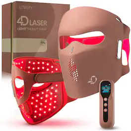 Lovery - 4D Laser Light Therapy Face Mask - 8 x More powerful than LED - Professional At-Home Skin Rejuvenation - Mauve