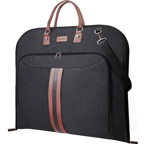 Front. DORLUKFU - Travel Garment Bag, Travel Suit Bag for Men, 42'' Waterproof Carry on Garment Bag for Hanging Clothes, Garment Duffel - Black.