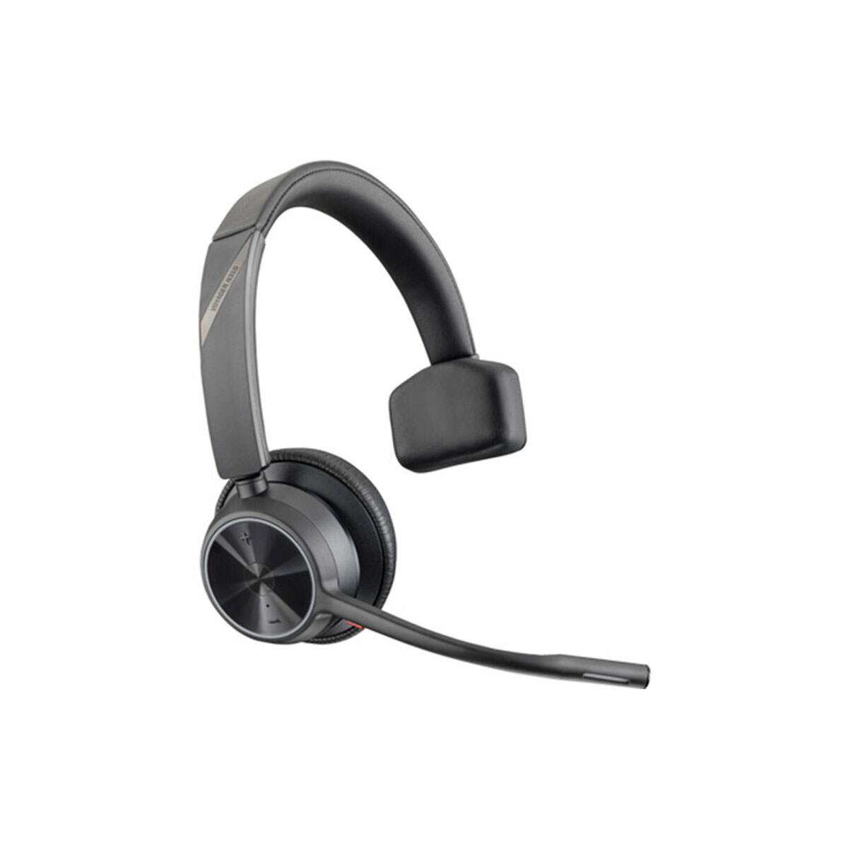 Alt View 1. HP - HP Poly Voyager 4310 UC Wireless Monoaural Headset with Charging Stand and USB-A Adapter, Zoom Certified - Black.