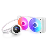 NZXT - Kraken Plus RGB 240mm Radiator CPU Liquid Cooler (1 x F240 RGB Core single-frame fan) with 1.54" Square LCD - White - Front_Zoom